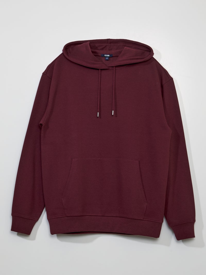 Felpa con cappuccio in maglia goffrata ROSSO - Kiabi