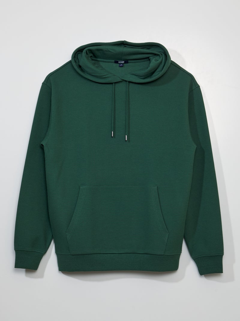 Felpa con cappuccio in maglia goffrata Verde - Kiabi