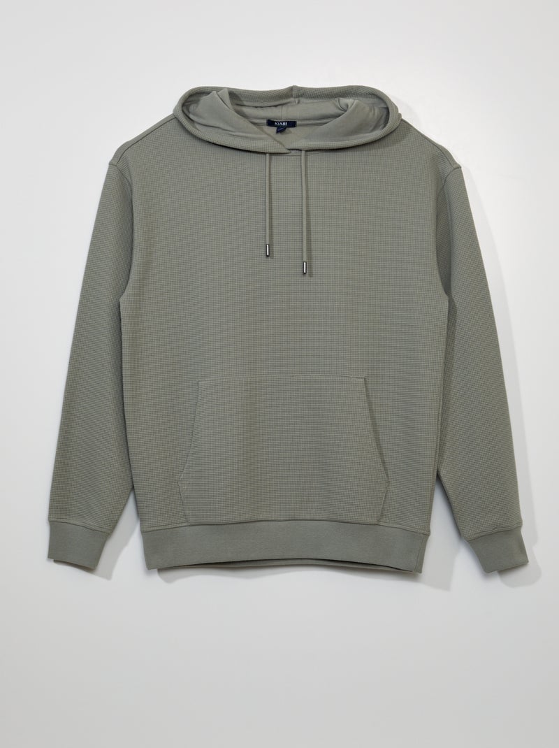 Felpa con cappuccio in maglia goffrata VERDE - Kiabi
