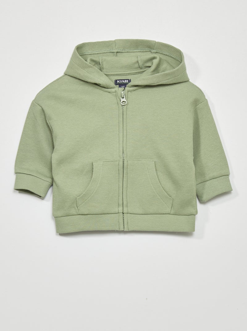 Felpa con cappuccio in maglia goffrata Verde chiaro - Kiabi