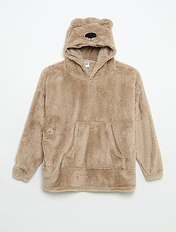 Felpa con cappuccio in maglia peluche