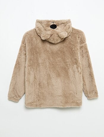 Felpa con cappuccio in maglia peluche