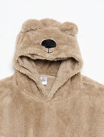 Felpa con cappuccio in maglia peluche