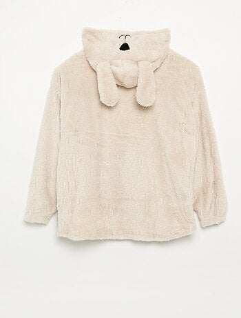 Felpa con cappuccio in maglia peluche