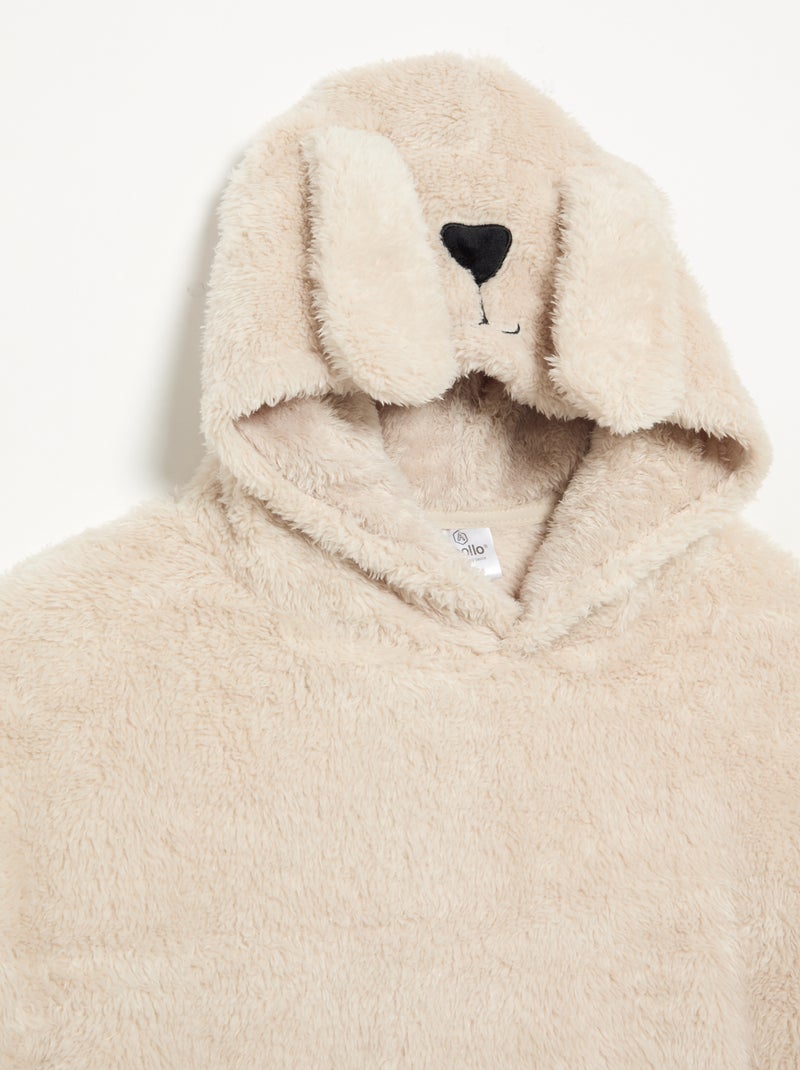 Felpa con cappuccio in maglia peluche Beige - Kiabi