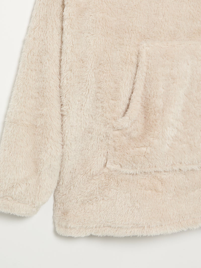 Felpa con cappuccio in maglia peluche Beige - Kiabi
