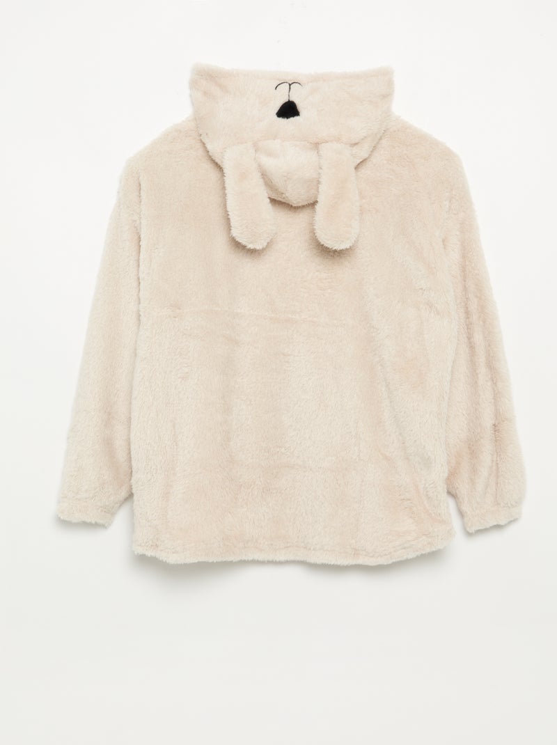 Felpa con cappuccio in maglia peluche Beige - Kiabi
