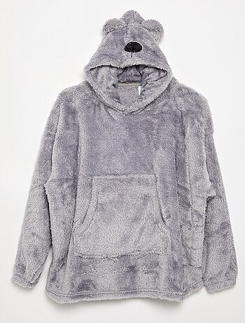 Felpa con cappuccio in maglia peluche