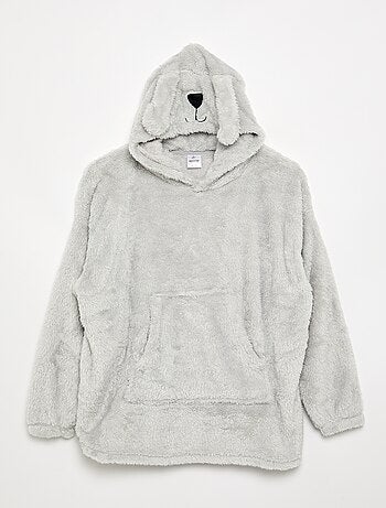Felpa con cappuccio in maglia peluche