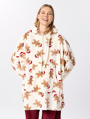 Felpa con cappuccio in maglia peluche 'Natale'