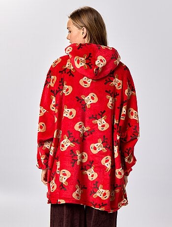 Felpa con cappuccio in maglia peluche 'Natale'