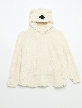 Felpa con cappuccio in maglia peluche
