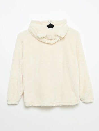 Felpa con cappuccio in maglia peluche