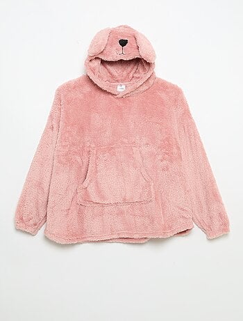 Felpa con cappuccio in maglia peluche