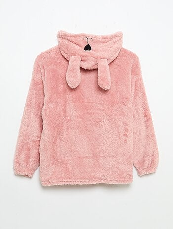 Felpa con cappuccio in maglia peluche