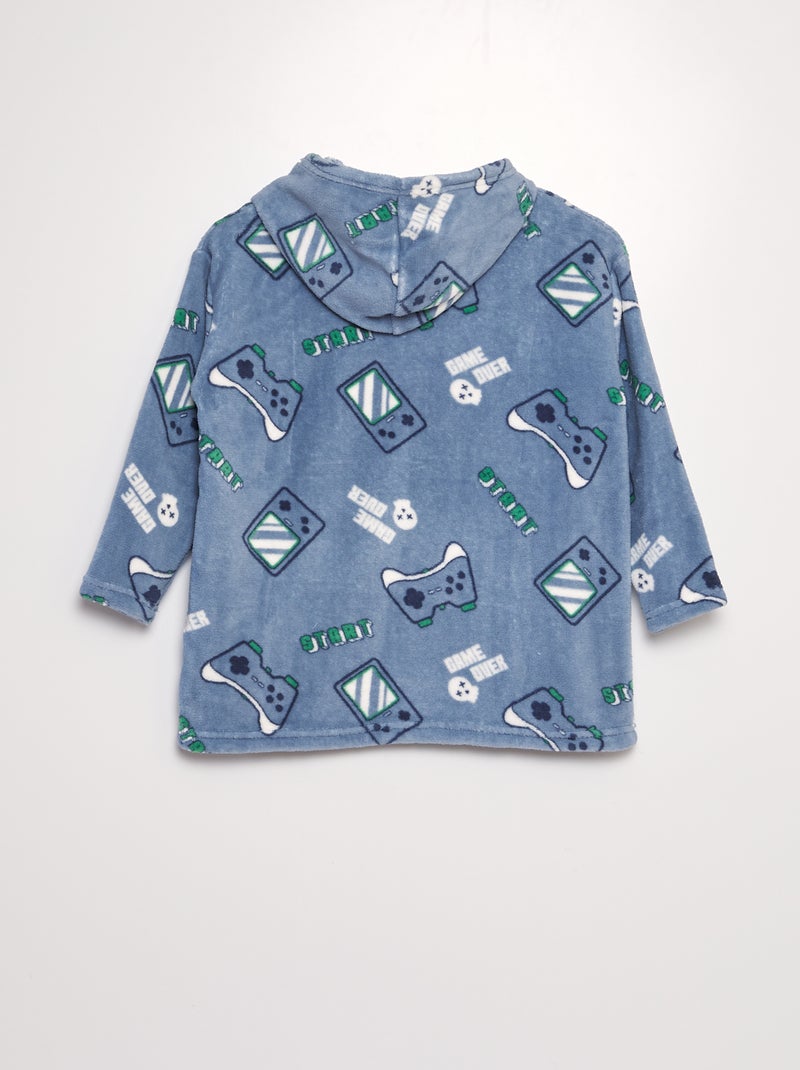 Felpa con cappuccio in pile e stampa BLU - Kiabi