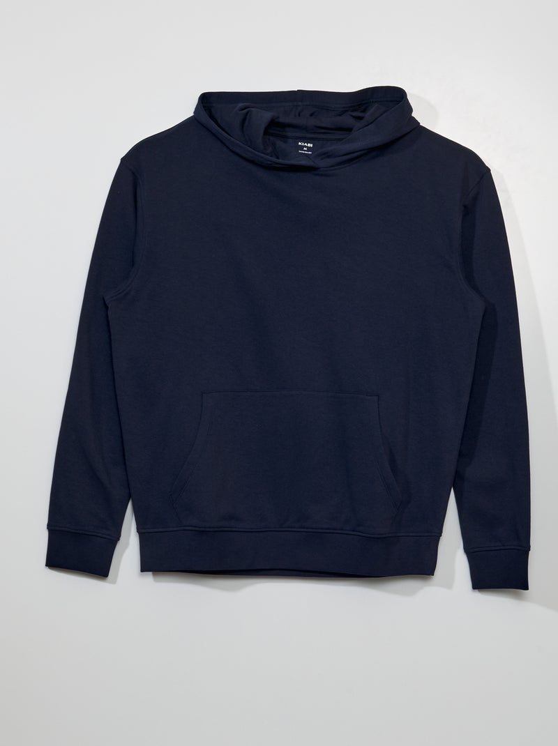 Felpa con cappuccio in tessuto felpato BLU - Kiabi