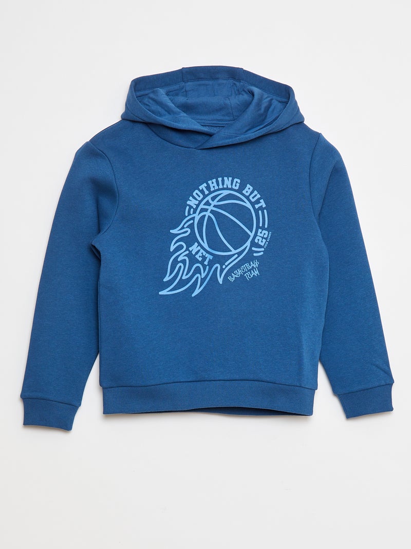 Felpa con cappuccio in tessuto felpato Blu - Kiabi