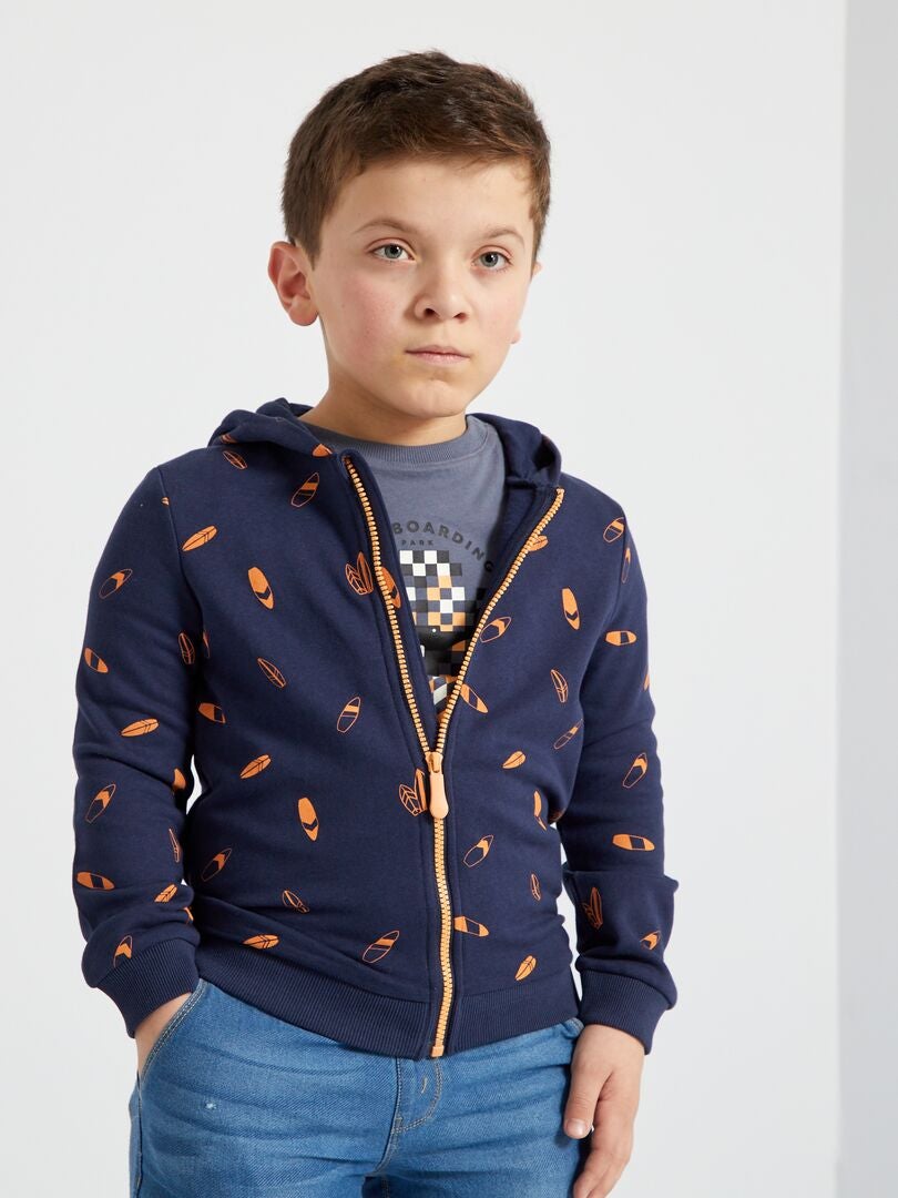 Felpa Con Cappuccio In Tessuto Felpato Blu Kiabi 14 00