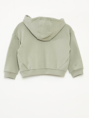 Felpa con cappuccio in tessuto felpato leggero con decorazione sul davanti