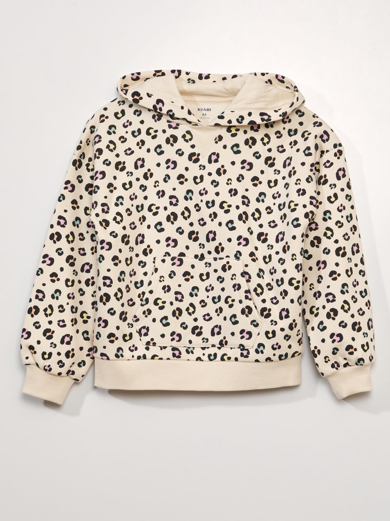 Felpa con cappuccio in tessuto felpato pesante BEIGE - Kiabi