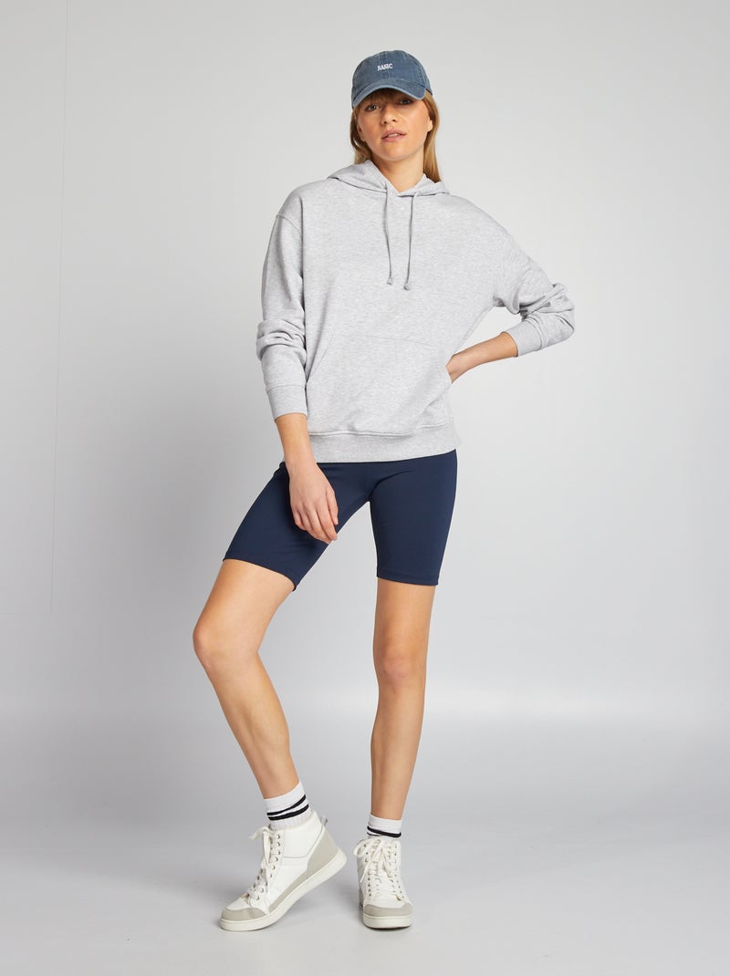 Felpa con cappuccio in tessuto felpato tinta unita GRIGIO - Kiabi