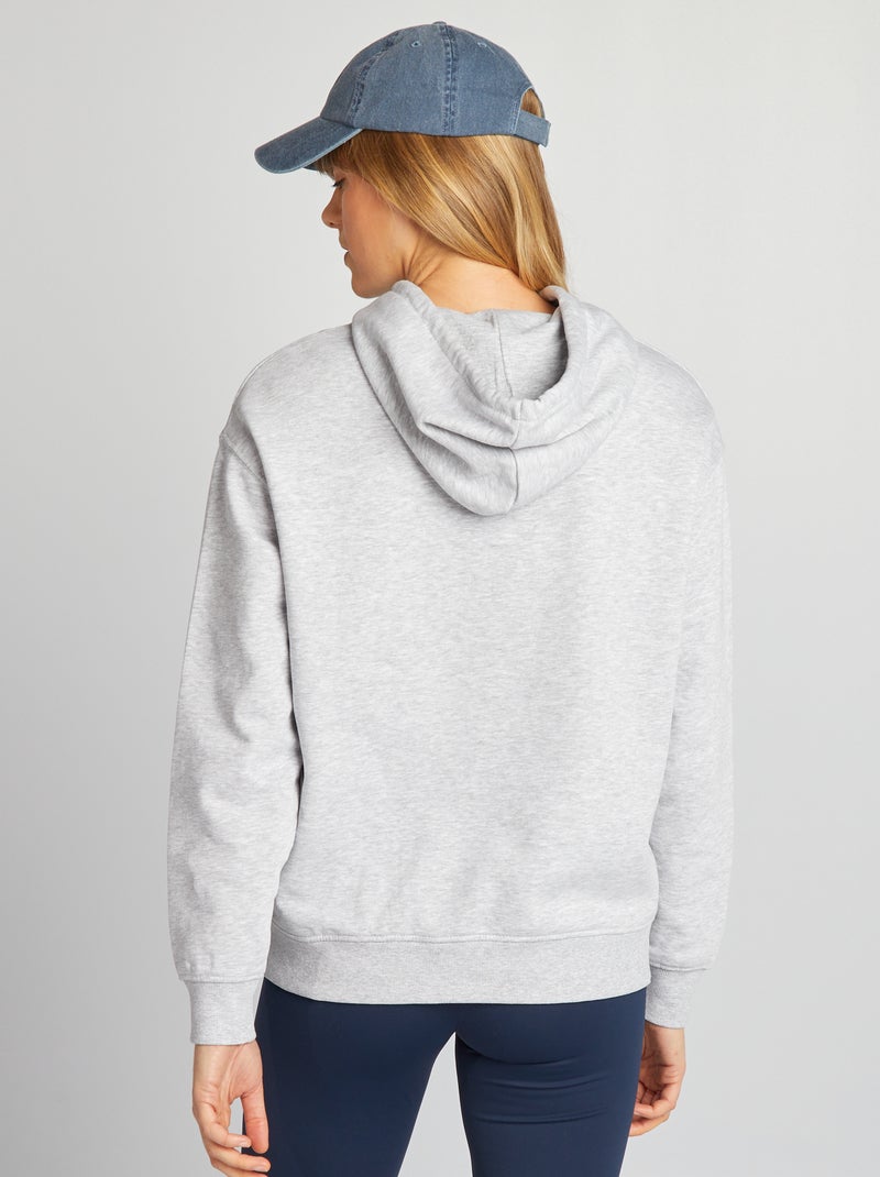 Felpa con cappuccio in tessuto felpato tinta unita GRIGIO - Kiabi