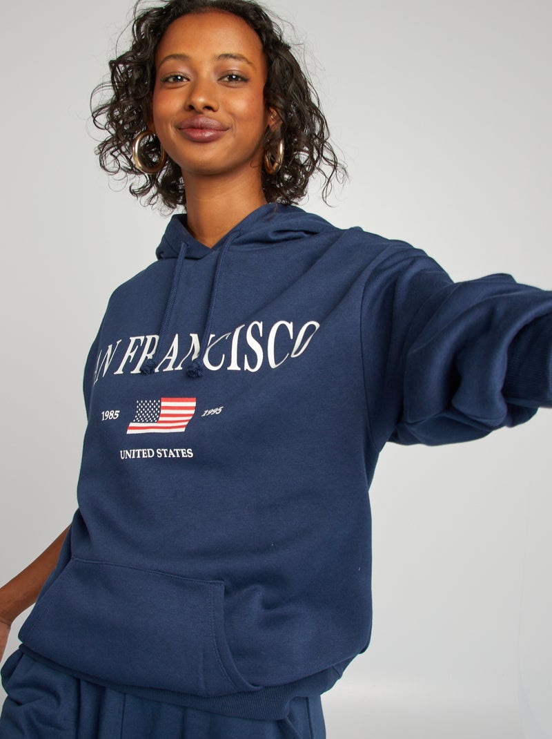Felpa con cappuccio in tessuto felpato 'USA' BLU - Kiabi