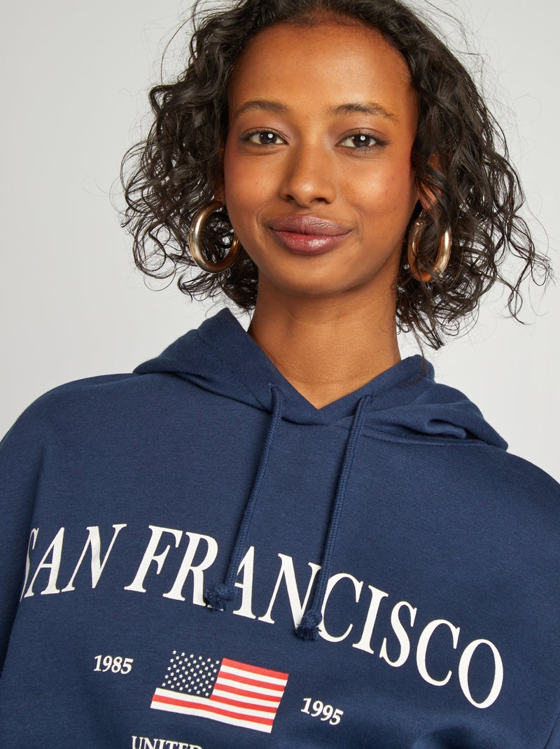 Felpa con cappuccio in tessuto felpato 'USA' BLU - Kiabi