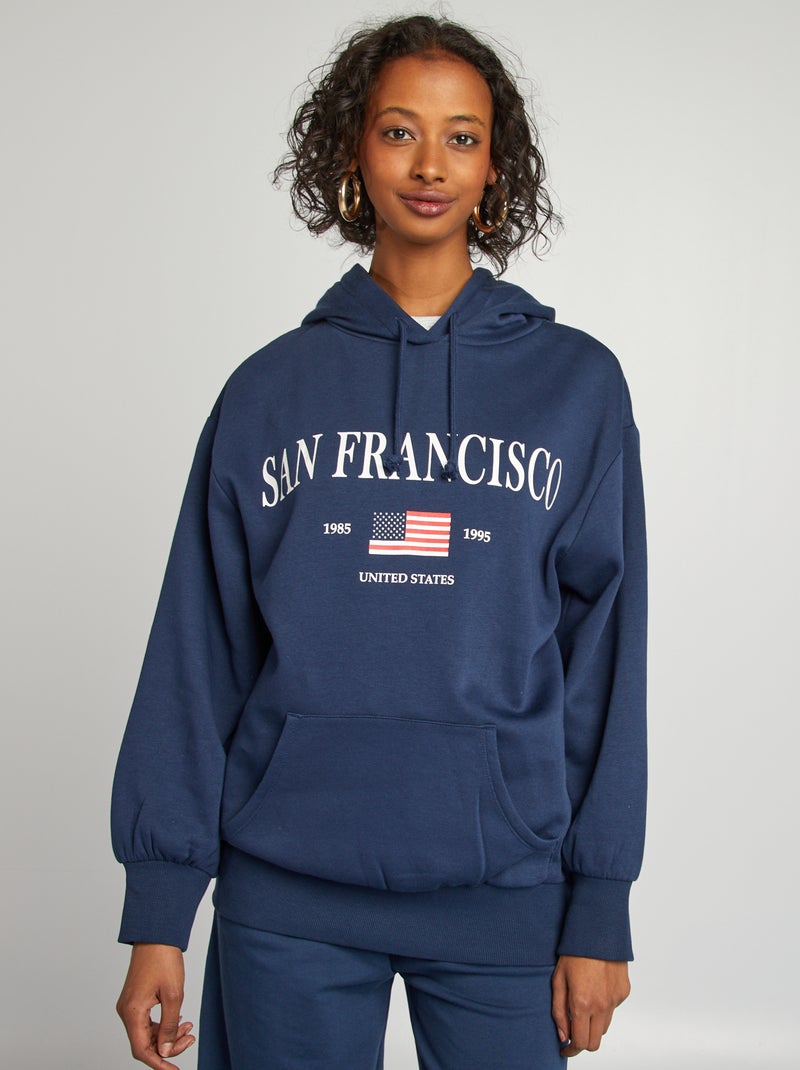 Felpa con cappuccio in tessuto felpato 'USA' BLU - Kiabi