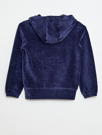 Felpa con cappuccio in velluto a coste