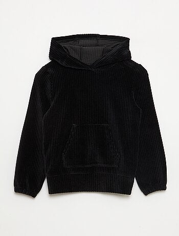 Felpa con cappuccio in velluto a coste