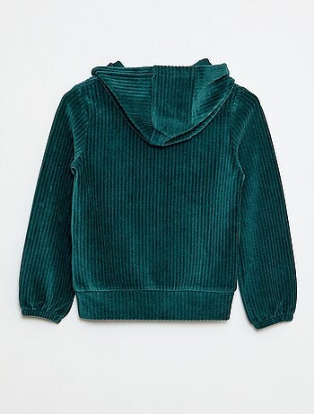 Felpa con cappuccio in velluto a coste