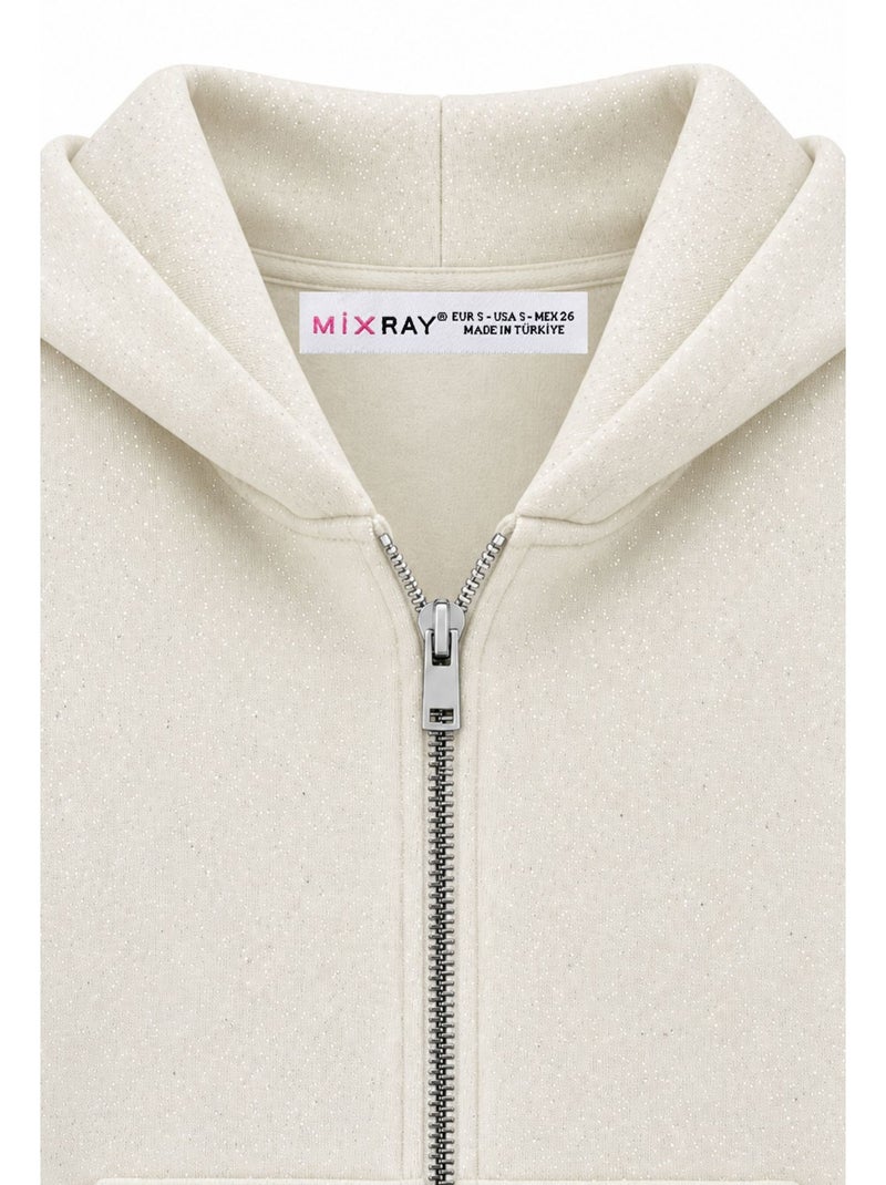 Felpa con cappuccio mixray Crema - Kiabi
