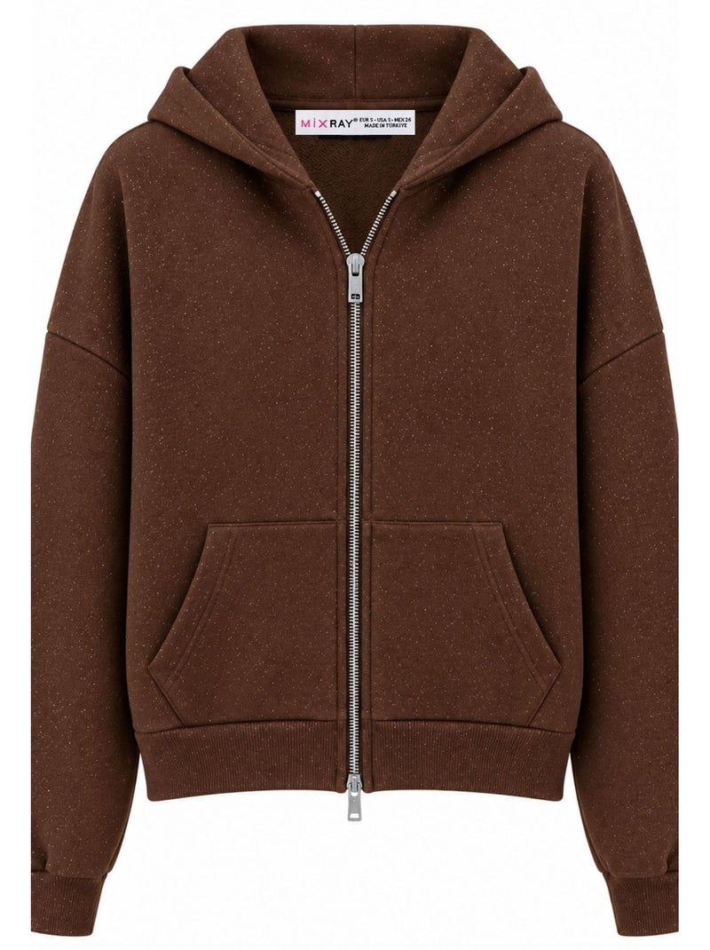 Felpa con cappuccio mixray Marrone - Kiabi