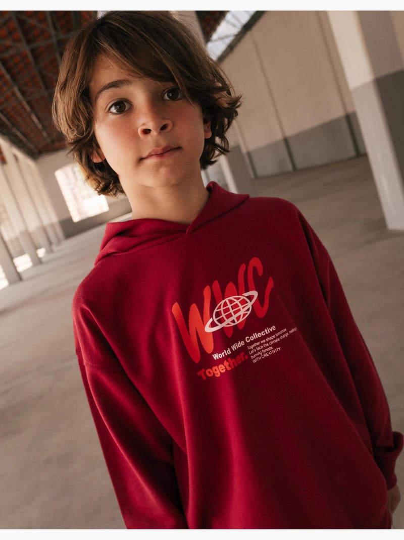 Felpa con cappuccio, mo fashion Rosso - Kiabi
