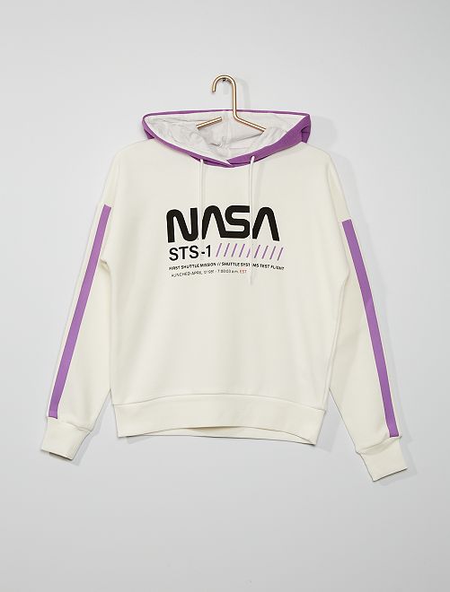 Felpa con cappuccio 'NASA' - bianco neve - Kiabi - 17.00€