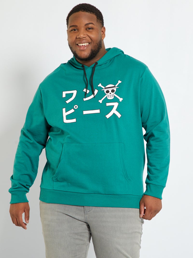 Felpa con cappuccio 'One Piece' verde con stampa - Kiabi