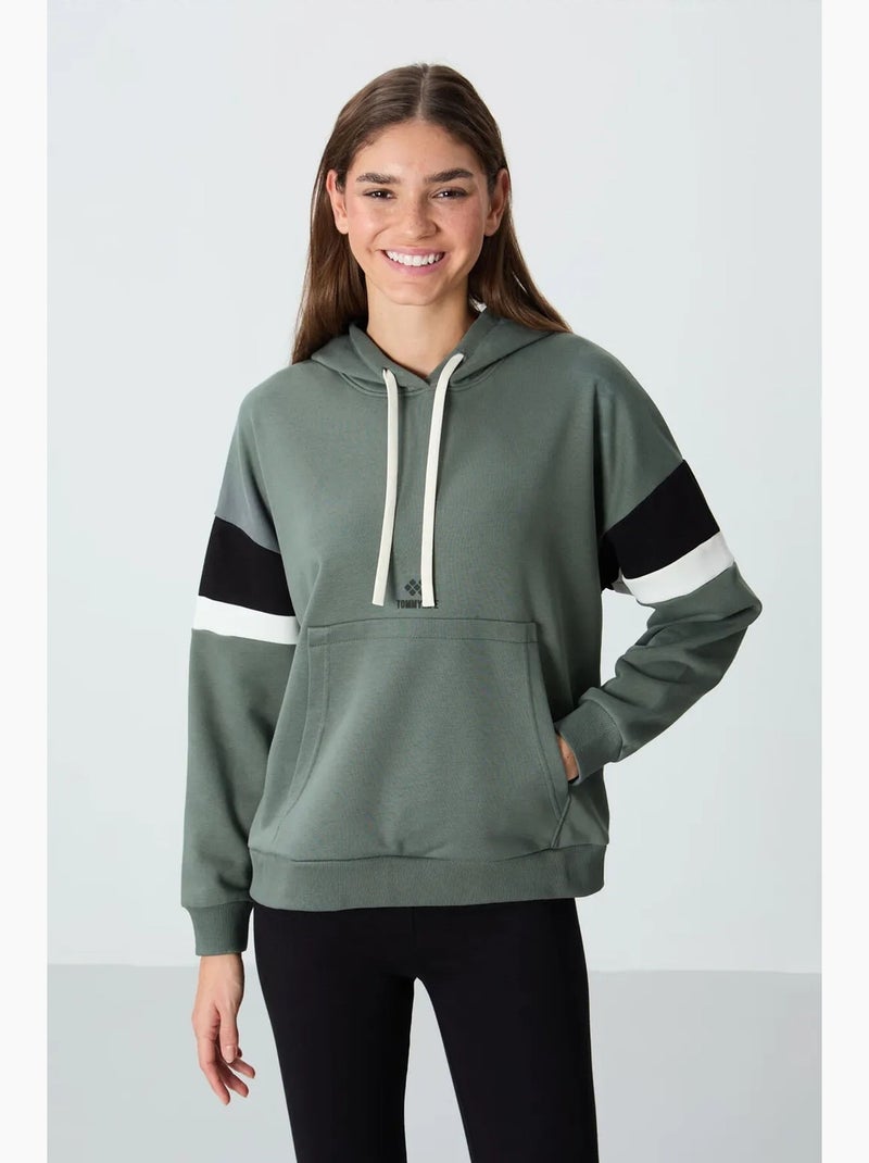 Felpa con cappuccio oversize color block tommy Nero Verde - Kiabi