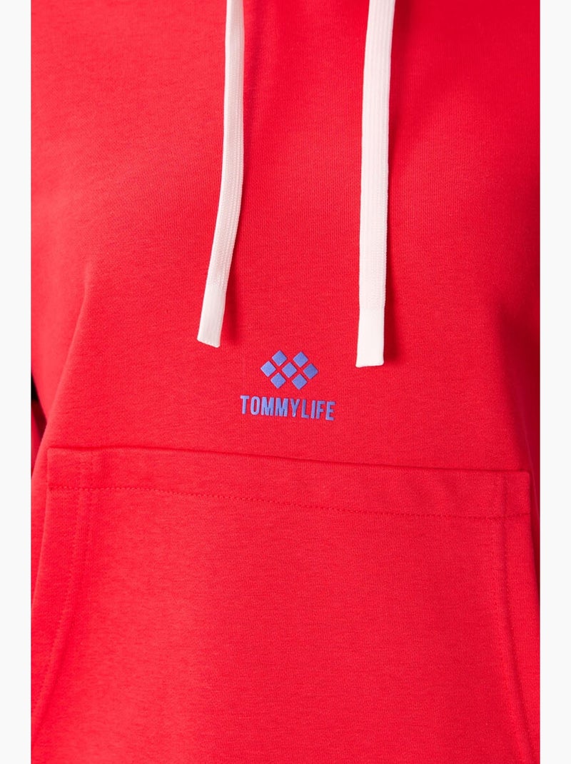Felpa con cappuccio oversize color block tommy Rosso - Kiabi