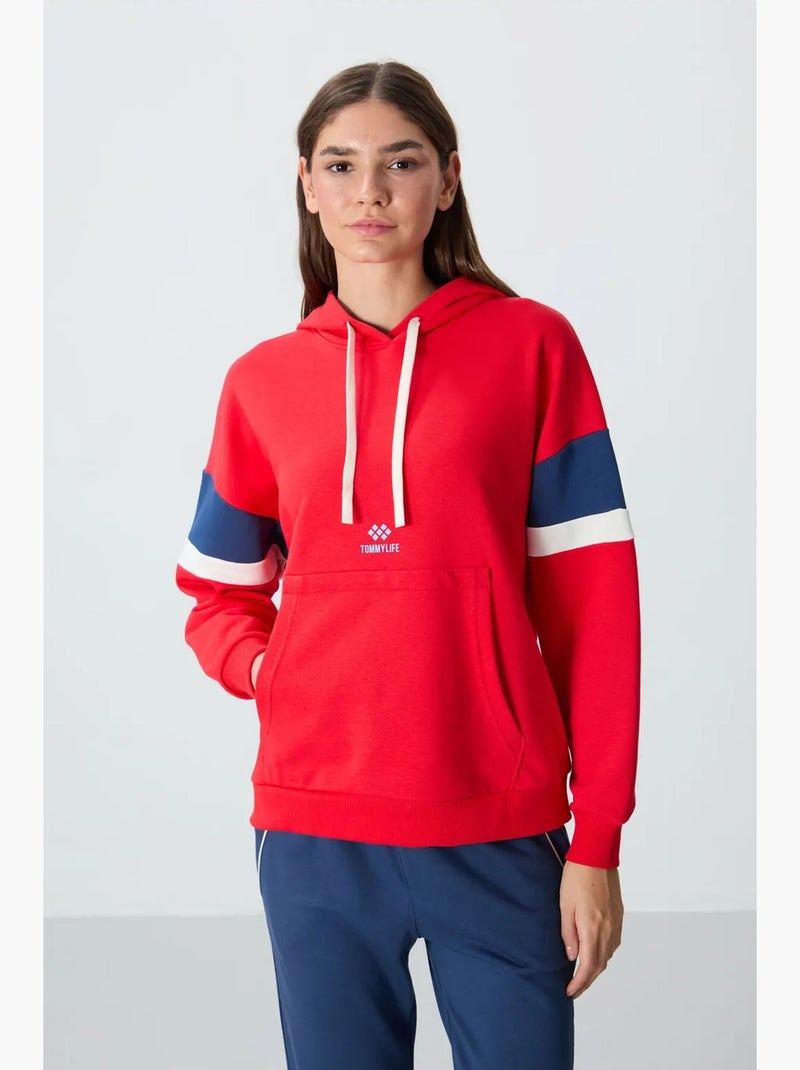 Felpa con cappuccio oversize color block tommy Rosso - Kiabi