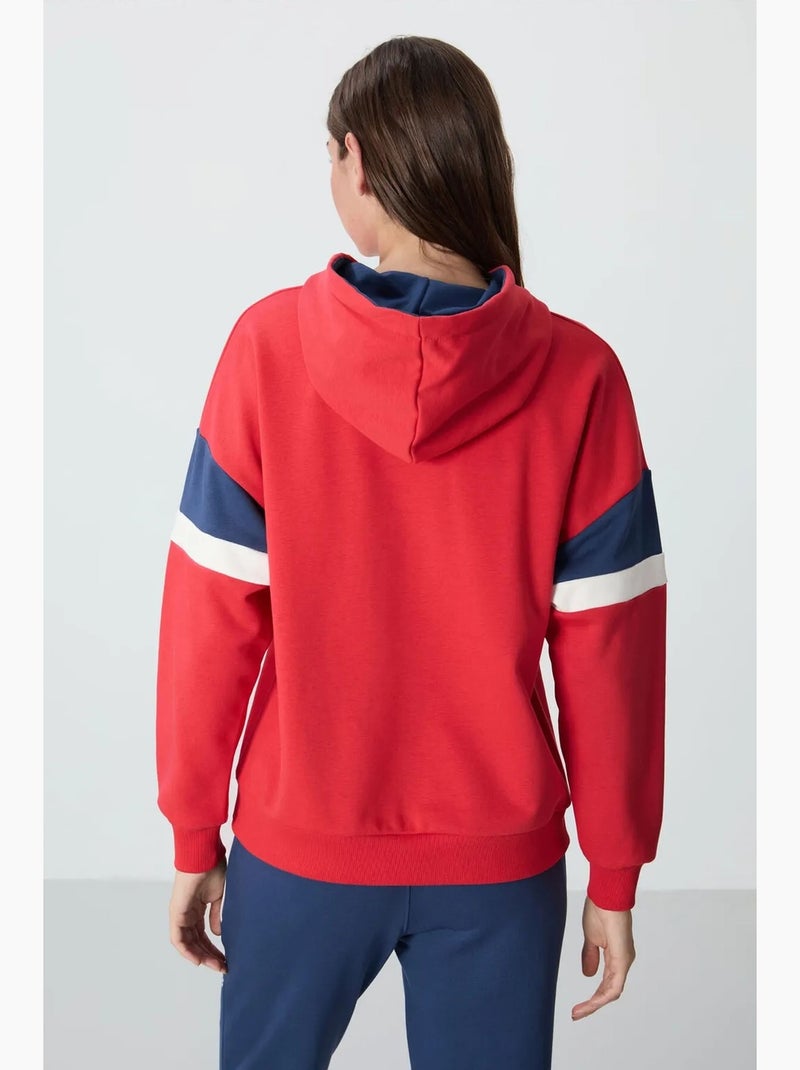 Felpa con cappuccio oversize color block tommy Rosso - Kiabi