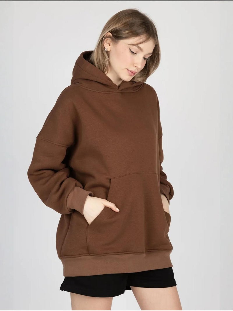 Felpa con cappuccio oversize con tasca a marsupio hiccup Marrone - Kiabi