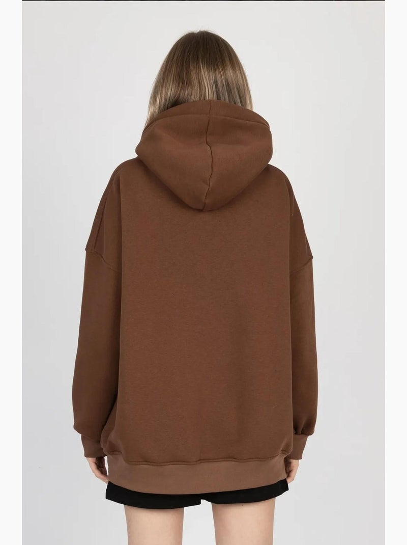 Felpa con cappuccio oversize con tasca a marsupio hiccup Marrone - Kiabi