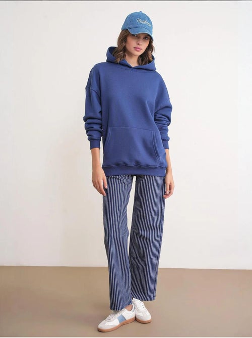 Felpa con cappuccio oversize con tasca mixray - Kiabi Felpa con cappuccio oversize con tasca mixray - Kiabi