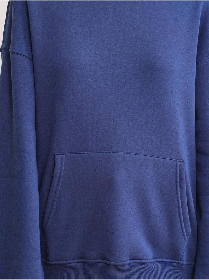 Felpa con cappuccio oversize con tasca mixray Blu marino - Kiabi