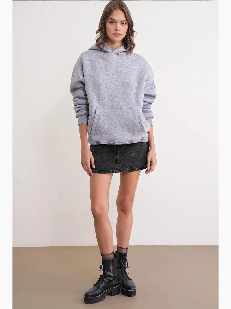 Felpa con cappuccio oversize con tasca mixray Grigio - Kiabi