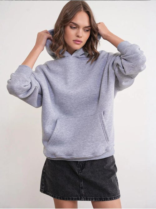 Felpa con cappuccio oversize con tasca mixray - Kiabi Felpa con cappuccio oversize con tasca mixray - Kiabi