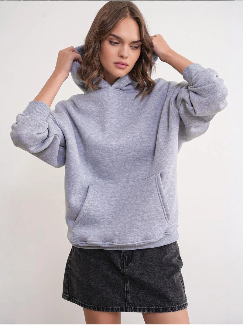 Felpa con cappuccio oversize con tasca mixray Grigio - Kiabi
