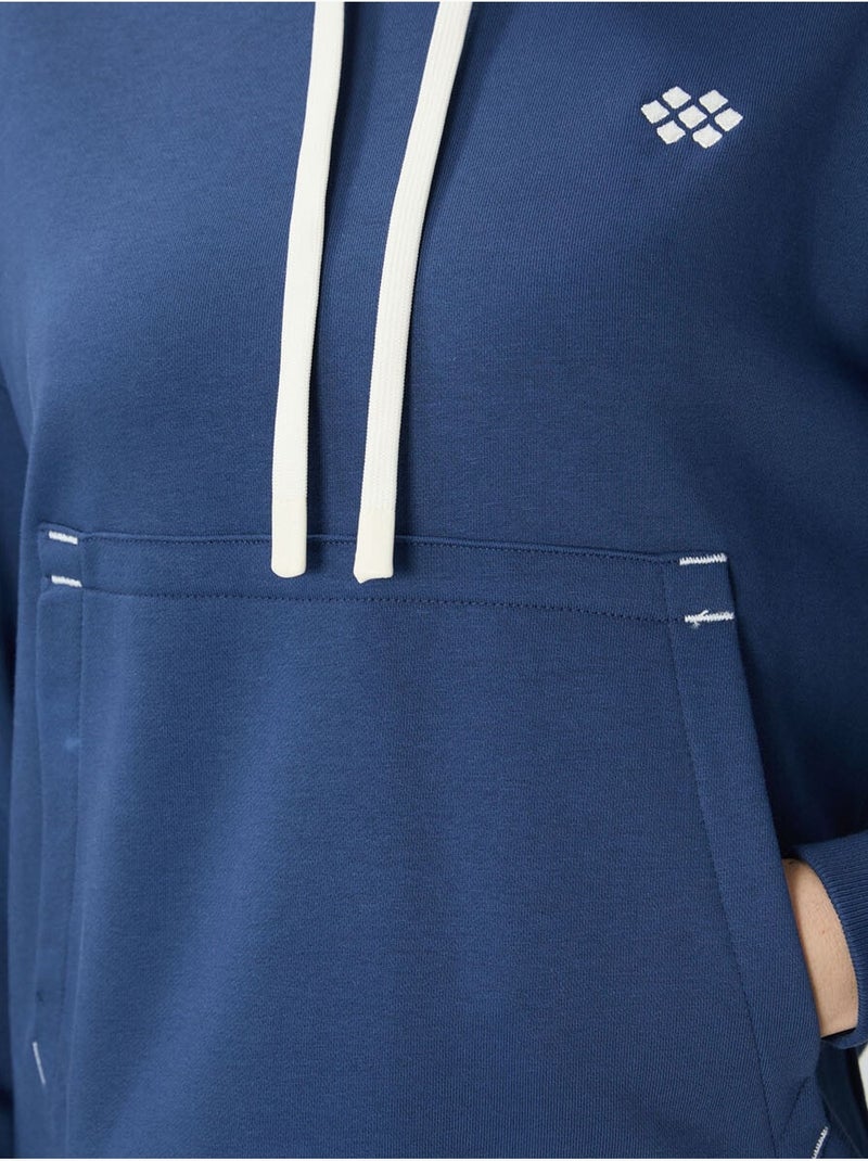 Felpa con cappuccio oversize e tasca tommy Blu marino - Kiabi